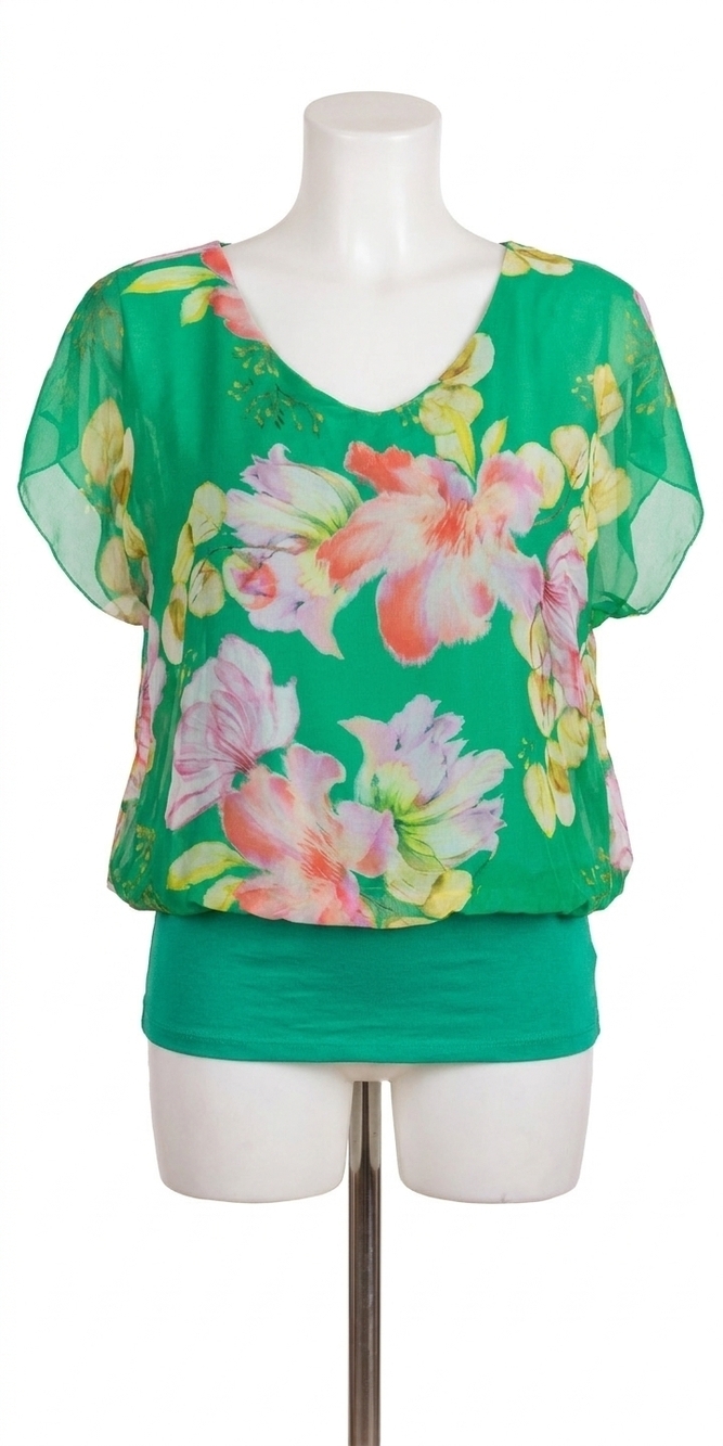 NEW GIGI MODA amante fiore silk top in emerald green